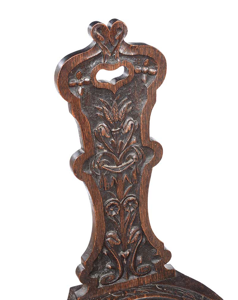 ANTIQUE CARVED OAK SPINNING CHAIR - Image 2 of 8