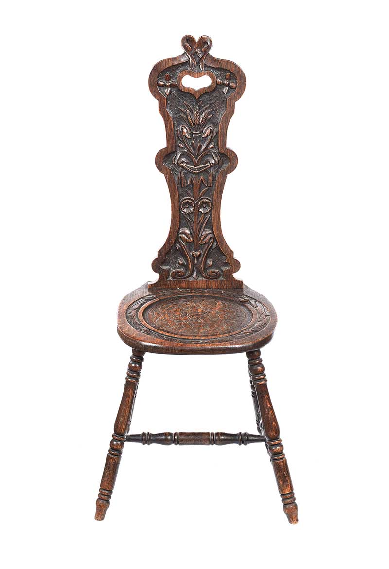 ANTIQUE CARVED OAK SPINNING CHAIR - Image 5 of 8