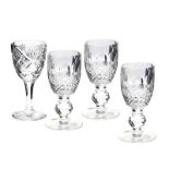 SET OF THREE WATERFORD CRYSTAL SHERRY GLASSES & ONE ANOTHER