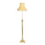 VICTORIAN BRASS STANDARD LAMP & SHADE