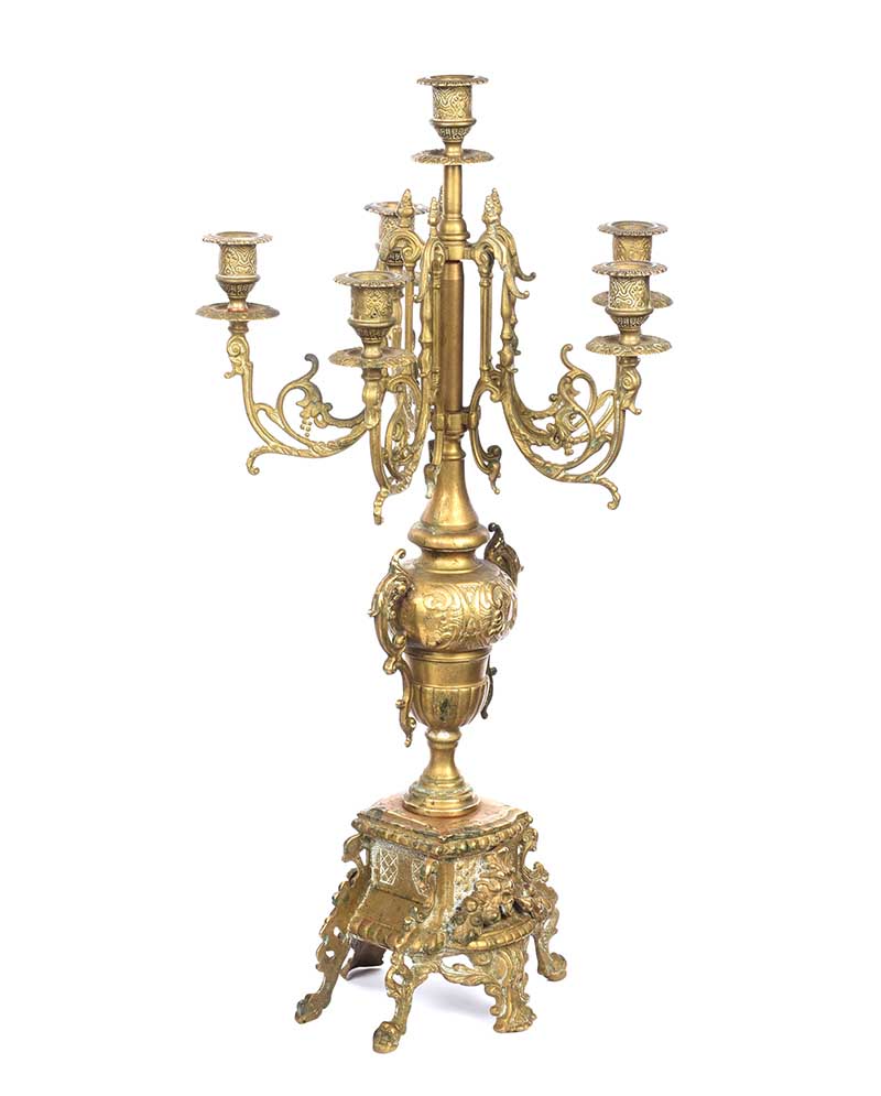 ORNATE BRASS CANDELABRUM - Image 2 of 4