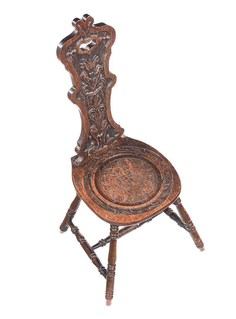 ANTIQUE CARVED OAK SPINNING CHAIR - Image 3 of 8
