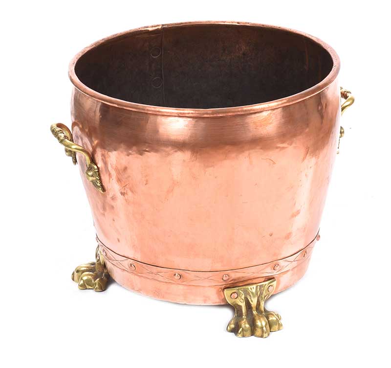 ANTIQUE COPPER & BRASS LOG BUCKET