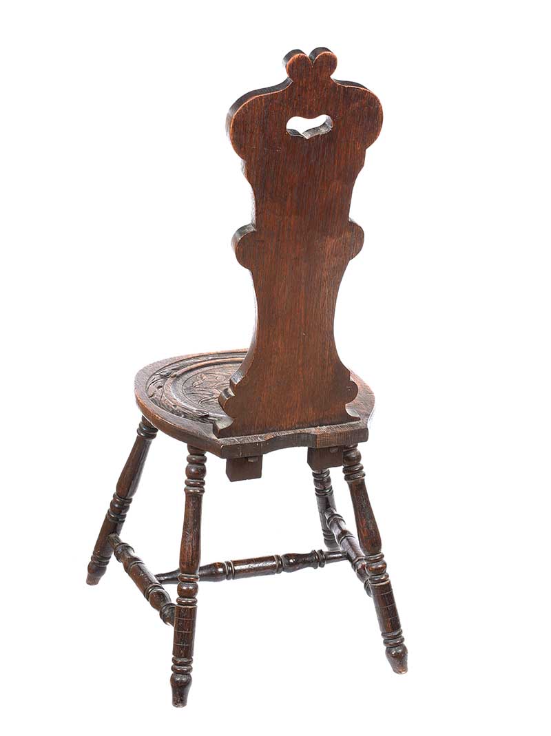 ANTIQUE CARVED OAK SPINNING CHAIR - Image 7 of 8