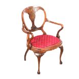 EDWARDIAN INLAID ROSEWOOD ELBOW CHAIR