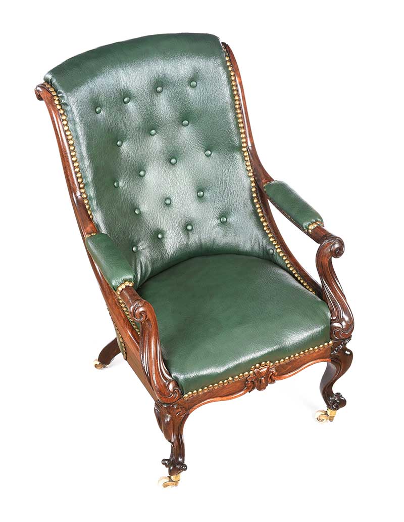 WILLIAM IV ROSEWOOD LIBRARY CHAIR - Image 3 of 6