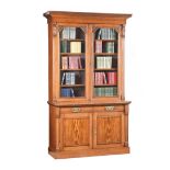 VICTORIAN OAK TWO DOOR BOOKCASE