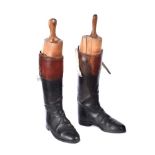 PAIR OF LEATHER RIDING BOOTS & TREES