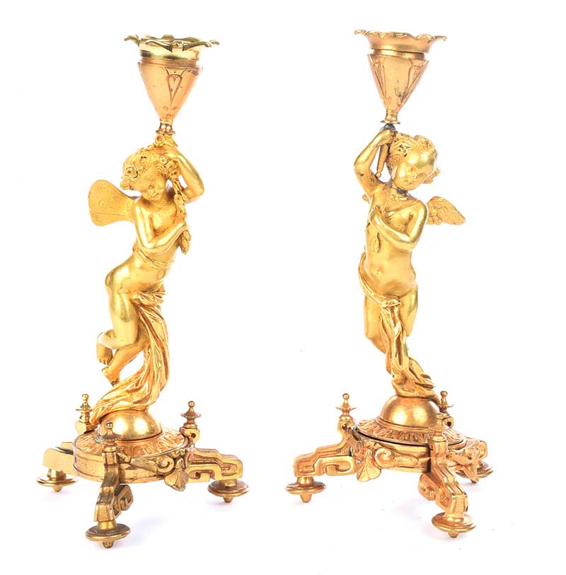 PAIR OF ORMOLU CANDLESTICKS