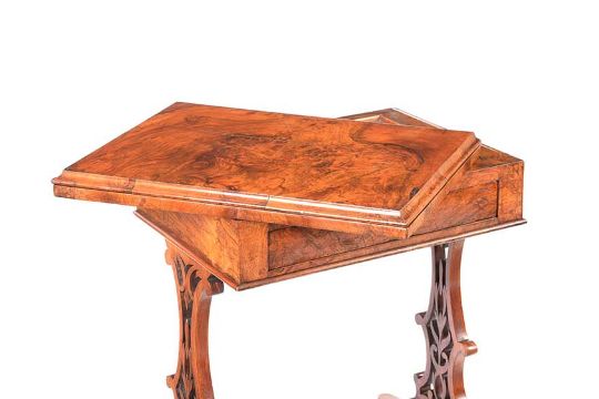 VICTORIAN WALNUT TURN OVER LEAF CHESS TABLE - Image 3 of 10