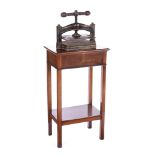 VICTORIAN CAST IRON BOOK PRESS ON STAND