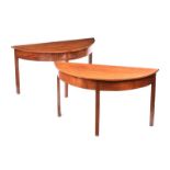 PAIR OF GEORGIAN MAHOGANY DEMI LUNE HALL TABLES