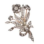 VICTORIAN SILVER-SET DIAMOND FLORAL BROOCH