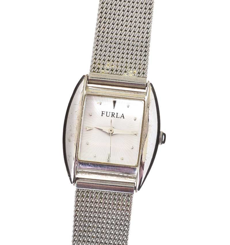 FURLA LADY'S STAINLESS STEEL WRIST WATCH WITH ADJUSTABLE STAINLESS STEEL MESH STRAP
