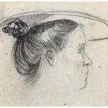 William Conor, RHA RUA - LADY WEARING A HAT - Pencil on Paper - 3.5 x 4 inches - Unsigned