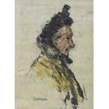 William Conor, RHA RUA - THE DOWAGER - Wax Crayon on Paper - 9.5 x 7 inches - Signed