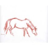 Brian Merry - STUDY OF A HORSE - Wax Crayon on Paper - 8 x 11 inches - Signed