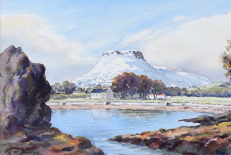 Charles McAuley - LURIG MOUNTAIN, CUSHENDALL - Watercolour Drawing - 8 x 12 inches - Signed
