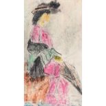 William Conor, RHA, RUA - SUNDAY BEST - Wax Crayon on Paper - 7 x 4 inches - Unsigned