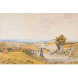 Robert Thorne Waite, RI - CHANGING PASTURES, KINGLEY VALE - Watercolour Drawing - 13 x 20 inches -