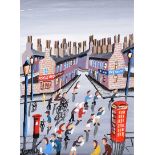 John Ormsby - FISH & CHIP NIGHT - Oil on Canvas - 12 x 9 inches - Signed