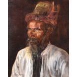 W.G. Hofker - PORTRAIT OF A BEARDED MAN, BALI - Oil on Canvas - 21 x 17 inches - Signed