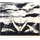 Clive Wilson, RUA - THREE FIGURES IN A LANDSCAPE - Limited Edition Black & White Print (1/25) - 16.5