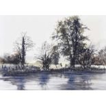 Martin D. Cooke - RIVER REFLECTIONS - Watercolour Drawing - 9 x 12 inches - Signed