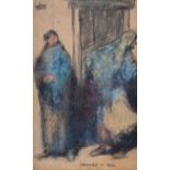 William Conor, RHA, RUA - CRONIES - Wax Crayon on Paper - 10 x 6 inches - Signed