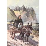 Bobbie Anderson - SHAWLIE ON THE ROAD BY DUNLUCE CASTLE - Watercolour Drawing - 14 x 10 inches -