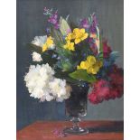 Hans Iten, RUA - STILL LIFE, FLOWERS - Oil on Canvas - 18 x 14 inches - Signed