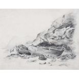 Irish School - BEACHED BOAT AT HOWTH - Pencil on Paper - 9 x 11.5 - Unsigned