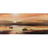 Frank Fitzsimons - SUNSET, STRANGFORD LOUGH - Oil on Canvas - 16 x 36 inches - Signed