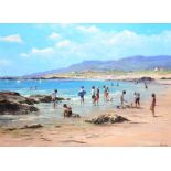 Allan Nelson - ON THE BEACH, SUMMER - Oil on Board - 29 x 39 inches - Signed