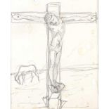 Basil Blackshaw, HRHA, HRUA - CRUCIFIXION - Pencil on Paper - 6.5 x 5 inches - Unsigned