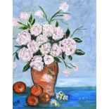 Rose Elizabeth Moorcroft - ROSES & ORANGES - Oil on Canvas - 20 x 16 inches - Signed in Monogram