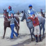 Cecil Maguire, RUA - OMEY RACES - Oil on Board - 24 x 24 inches - Signed