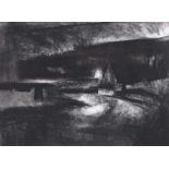 John Price - DARK LANDSCAPE - Charcoal on Paper - 12 x 17 inches - Signed