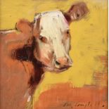 Con Campbell - WHITE HEAD CALF - Oil on Board - 6 x 6 inches - Signed