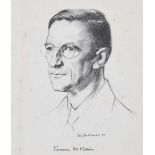 Sean O'Sullivan. RHA - PORTRAIT OF EAMON DE VALERA - Black & White Print - 12 x 10 inches -