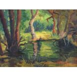 Irish School - RIVER & WOODLANDS - Oil on Board - 12 x 16 inches - Unsigned