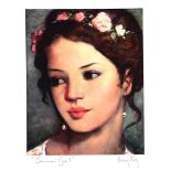 Ken Hamilton - SUMMER GIRL - Coloured Lithograph - 8 x 6 inches - Signed