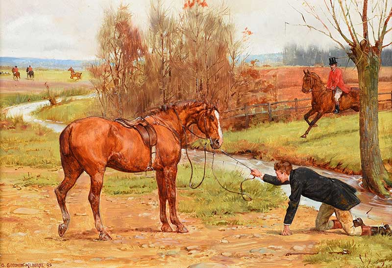 George Goodwin Kilburne - BETTER LUCK NEXT TIME - Oil on Board - 7 x 10 inches - Signed