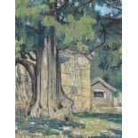 W.G. Hofker - TREE BY THE BARN - Pastel on Paper - 11 x 9 inches - Signed