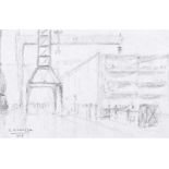 Colin H. Davidson - DOCK SIDE - Pencil on Paper - 5 x 8 inches - Signed