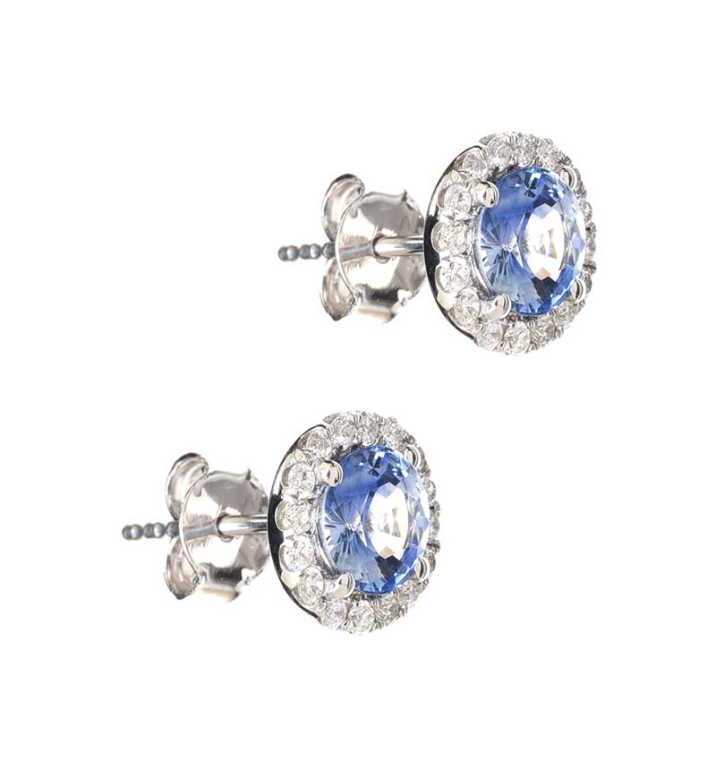 18CT WHITE GOLD SAPPHIRE AND DIAMOND EARRINGS - Image 2 of 3