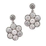 18CT WHITE GOLD DIAMOND CLUSTER EARRINGS