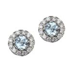 18CT WHITE GOLD AQUAMARINE AND DIAMOND EARRINGS