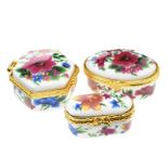 THREE PORCELAIN TRINKET BOXES