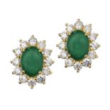 18CT GOLD EMERALD AND DIAMOND EARRINGS